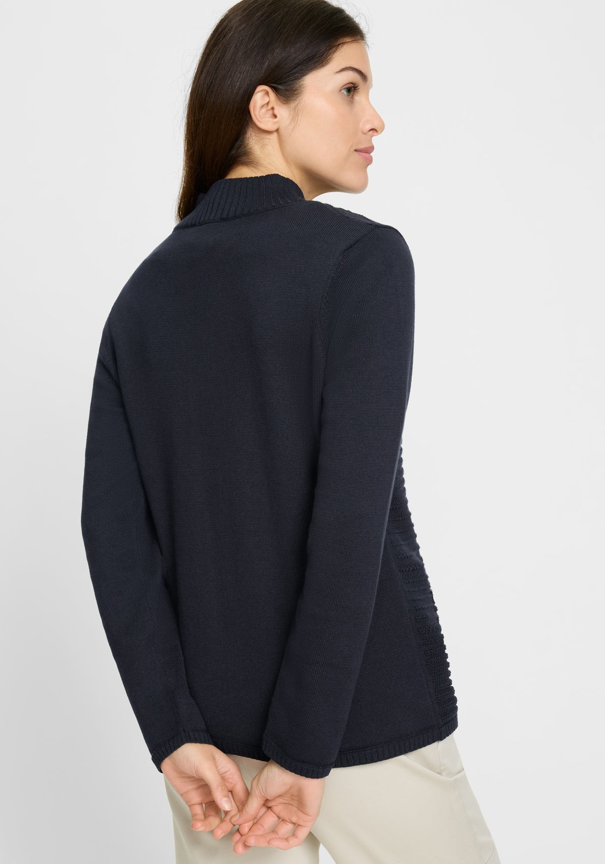 Cardigan zippé en tricot côtelé