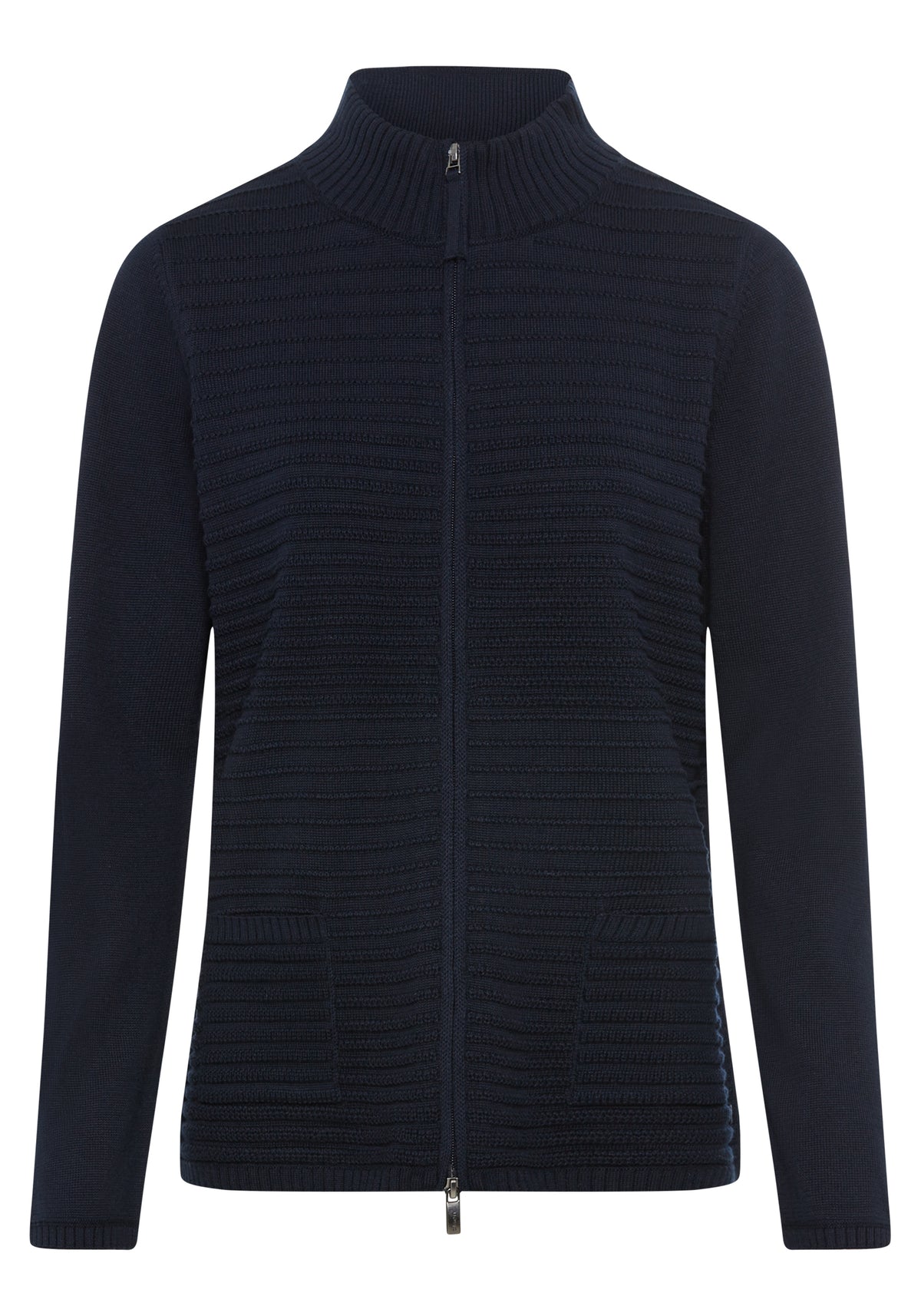 Cardigan zippé en tricot côtelé