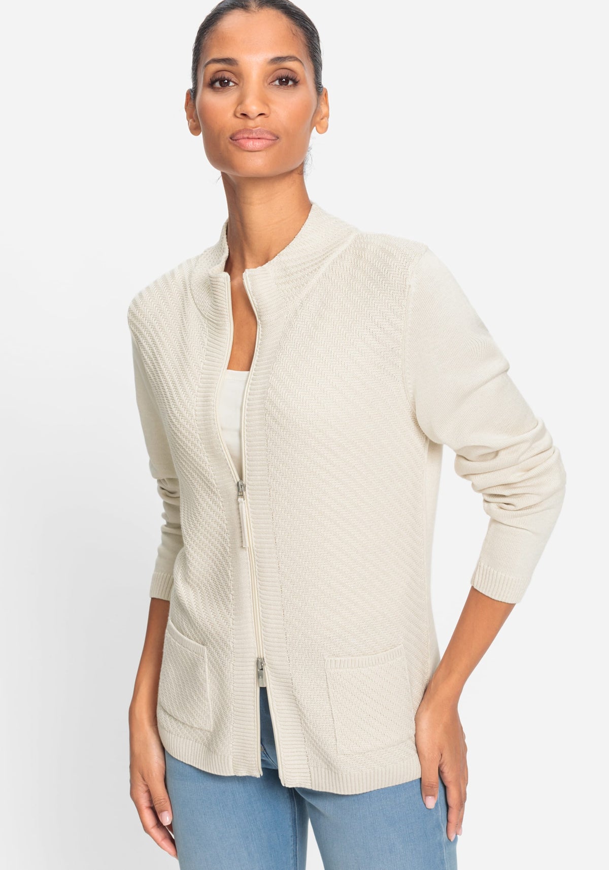 Zip Front Mock Neck Cardigan