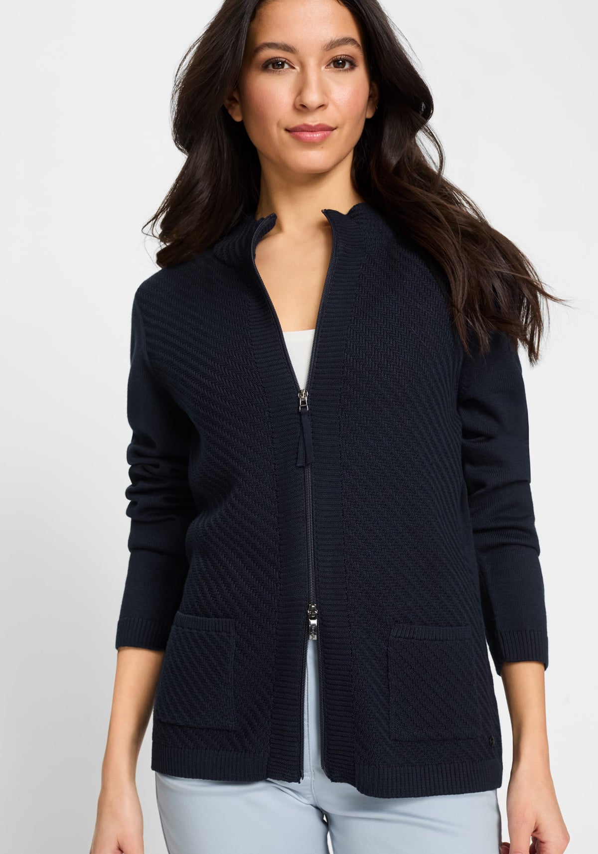 Zip Front Mock Neck Cardigan