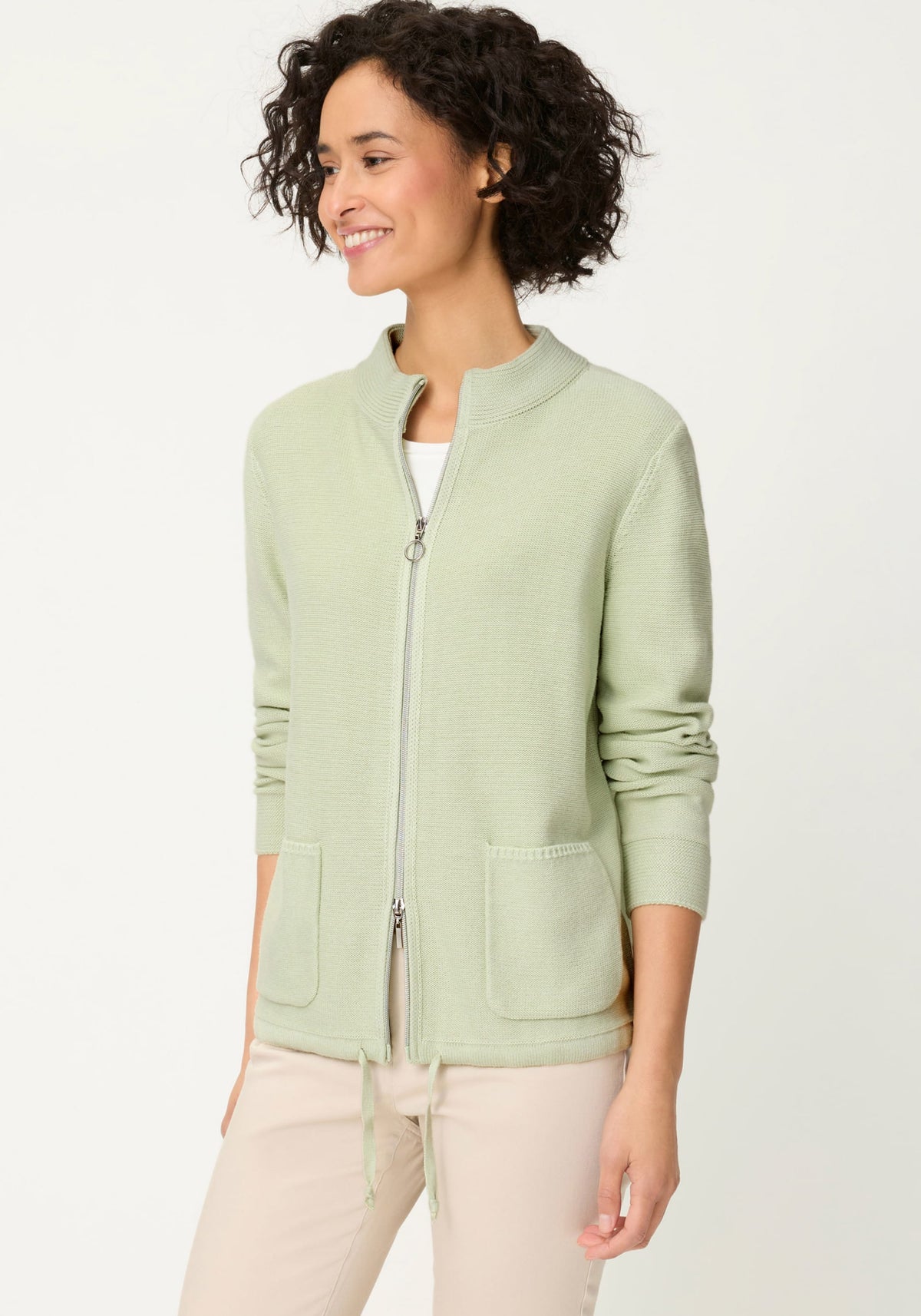 Zip Front Mock Cardigan