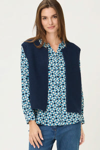 Cotton Blend Cropped Sweater Vest