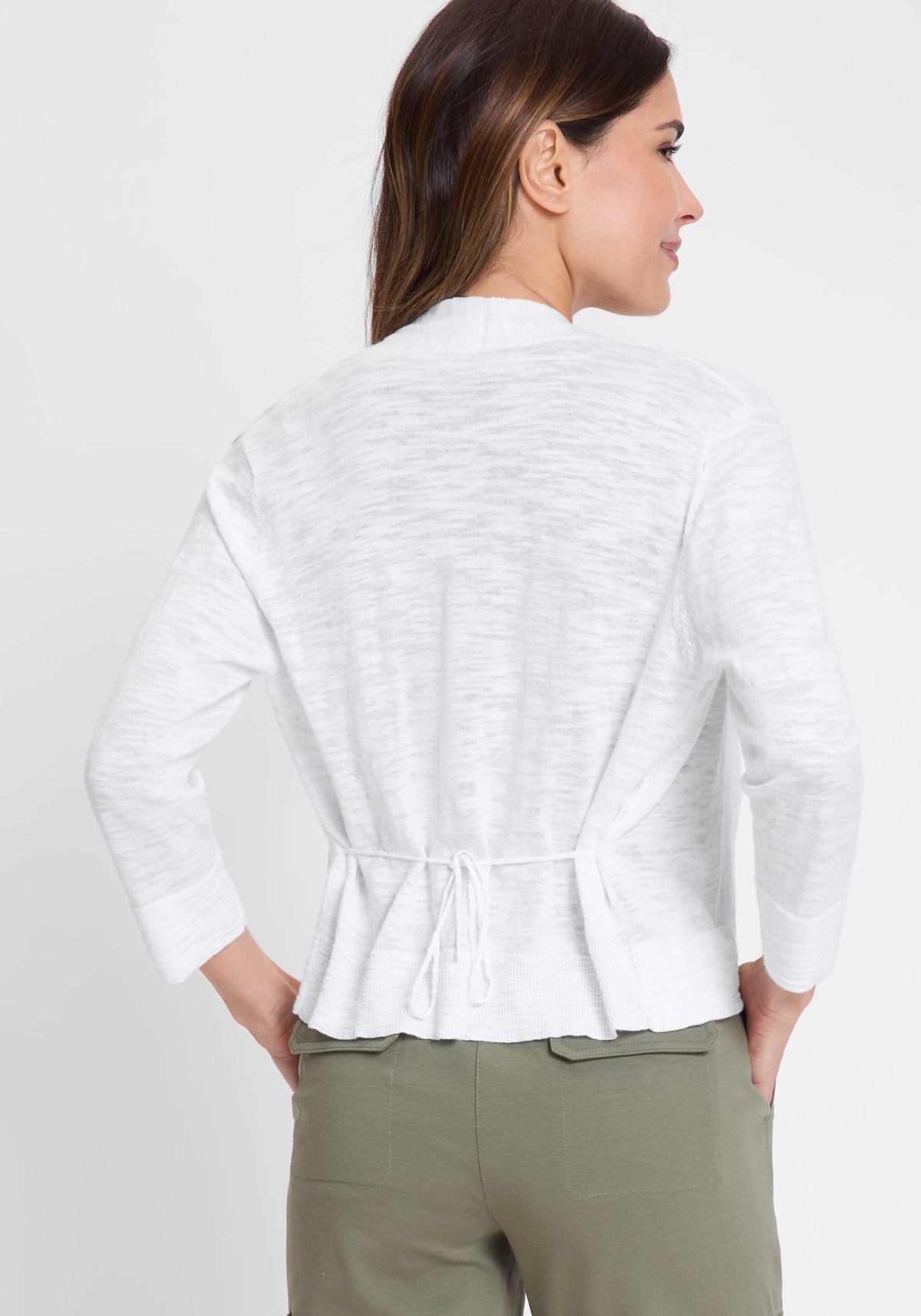 Cropped Cardigan with Waist Tie
