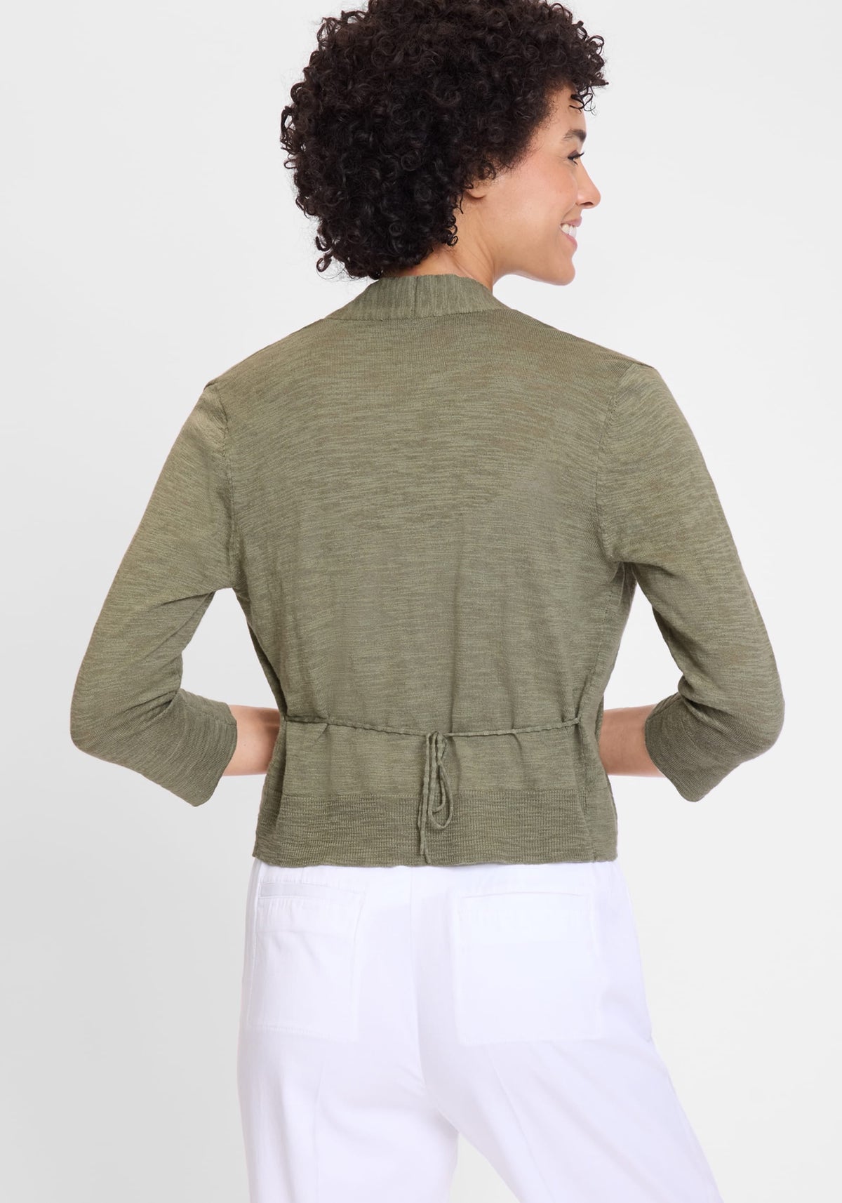 Cropped Cardigan with Waist Tie