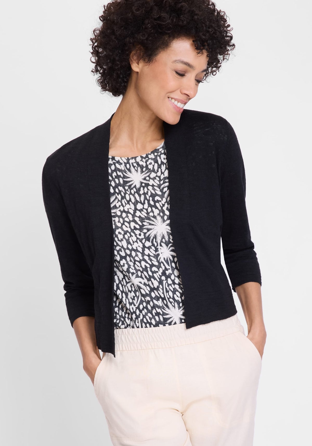 Cropped Cardigan with Waist Tie