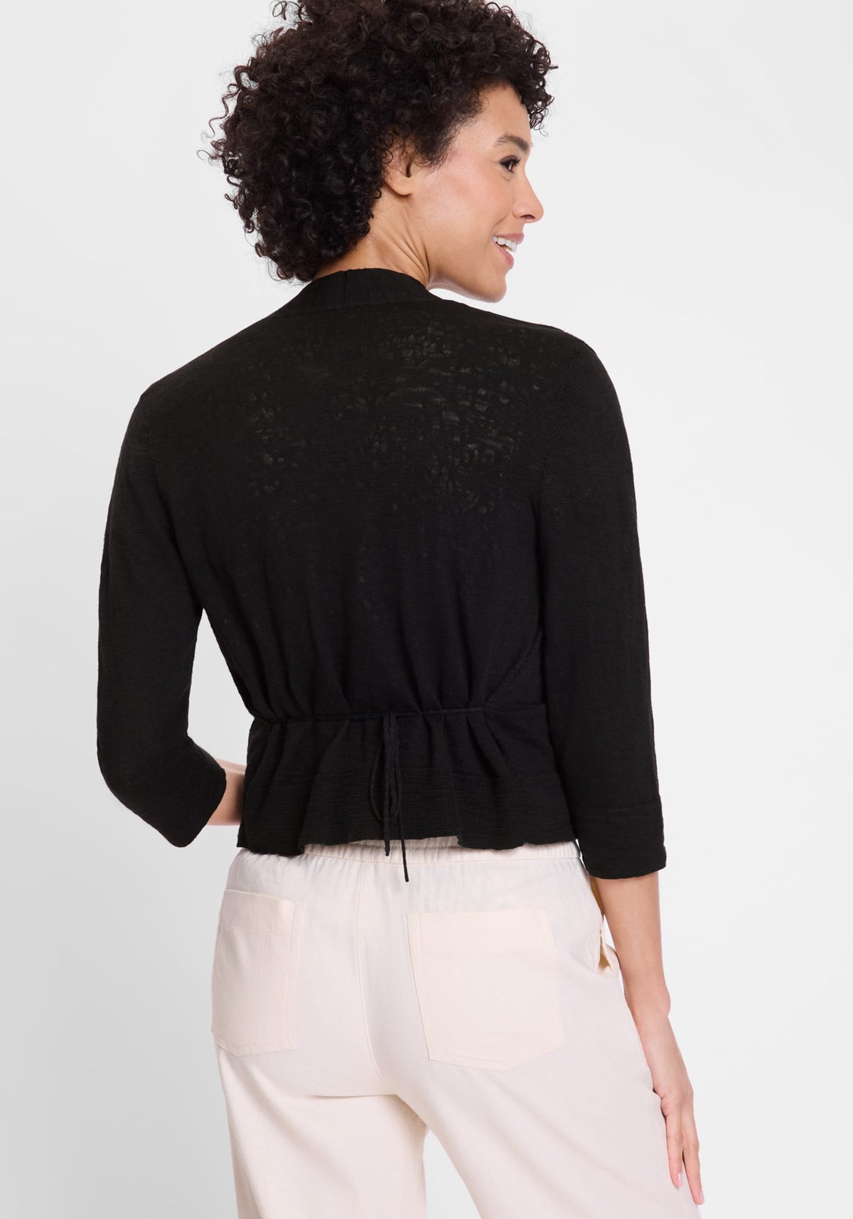 Cropped Cardigan with Waist Tie