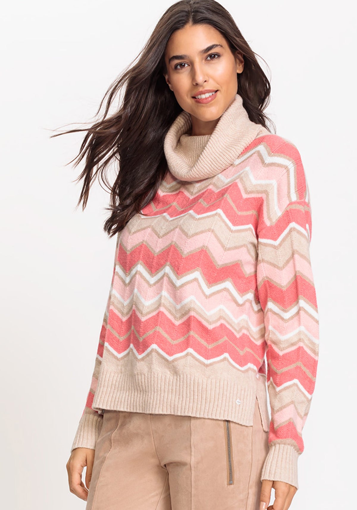 Chevron Knit Turtleneck Sweater