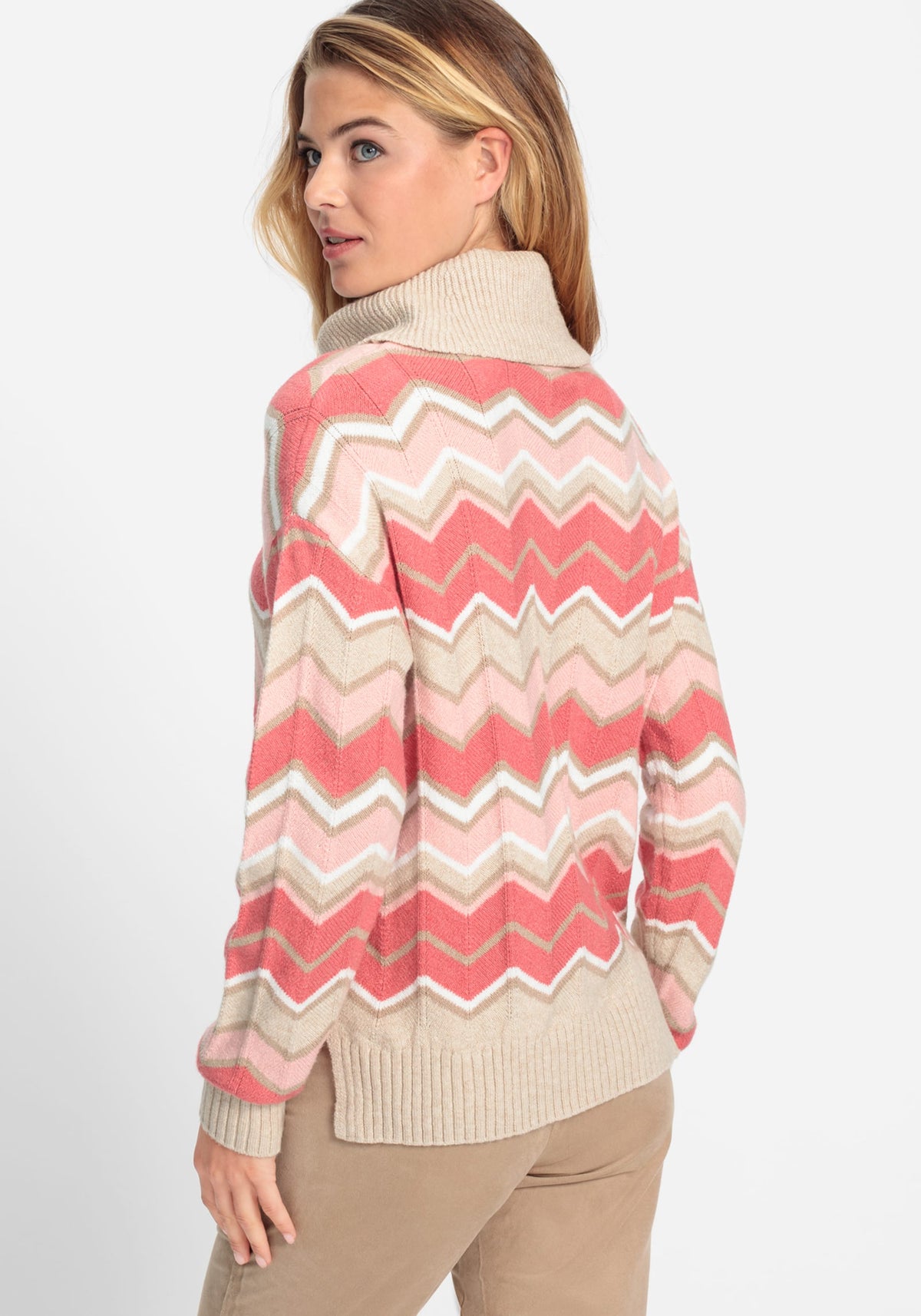 Chevron Knit Turtleneck Sweater