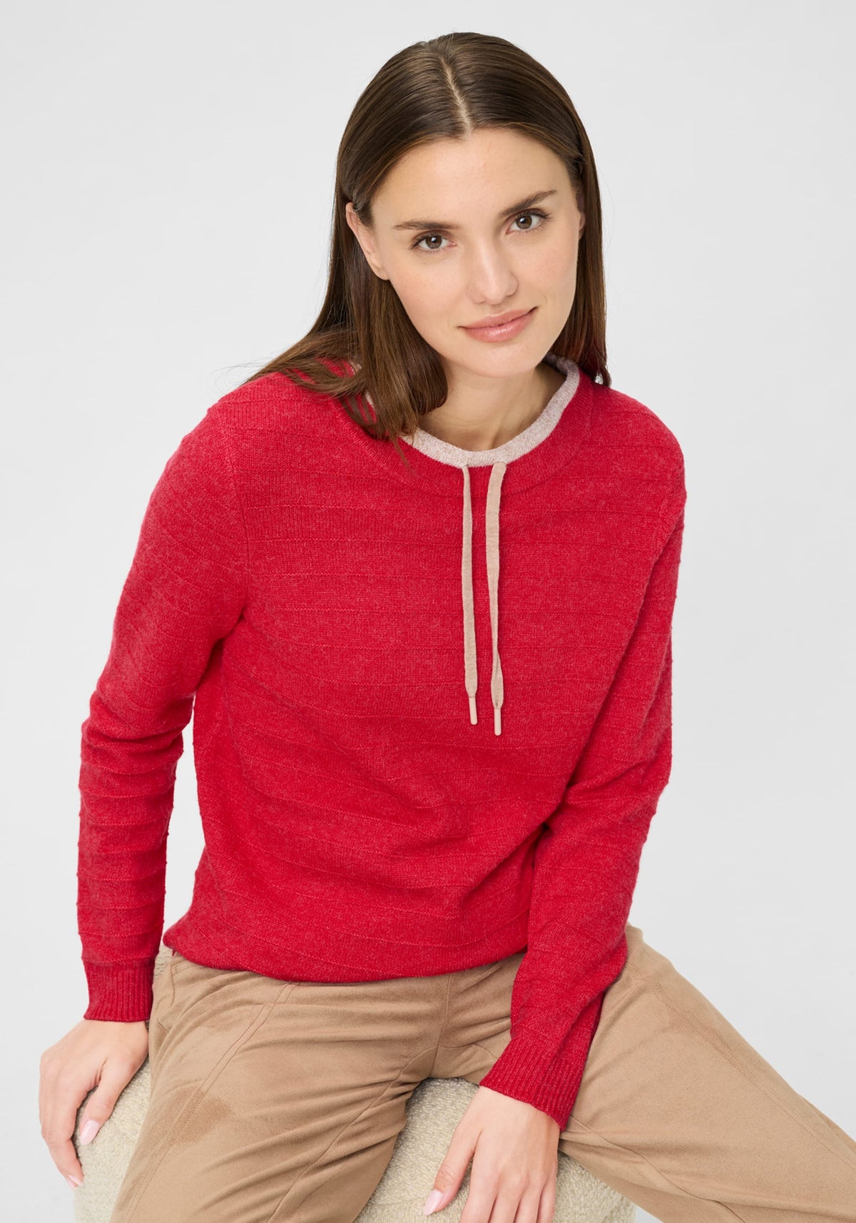 Drawstring Neck Mélange Sweater