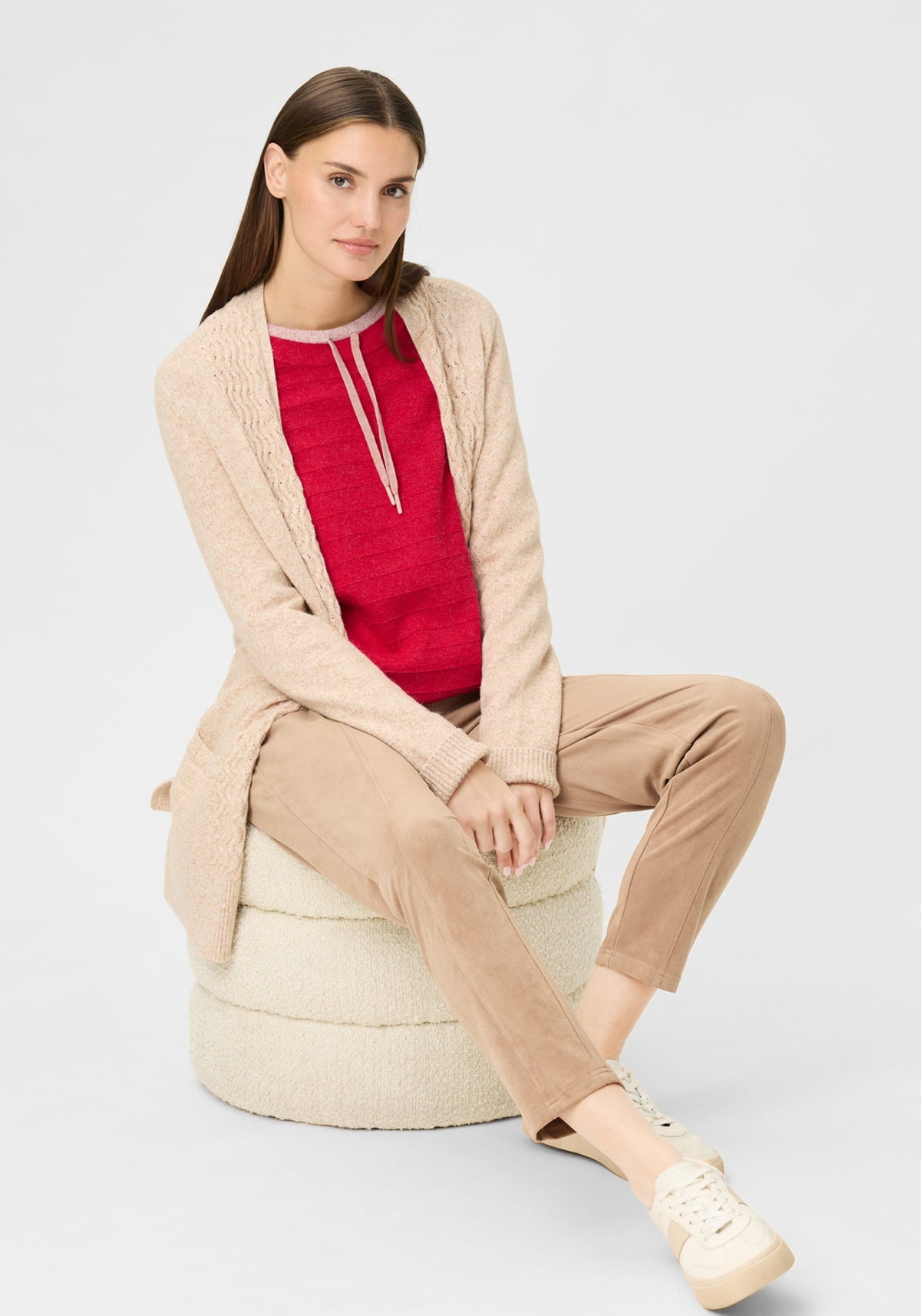 Drawstring Neck Mélange Sweater