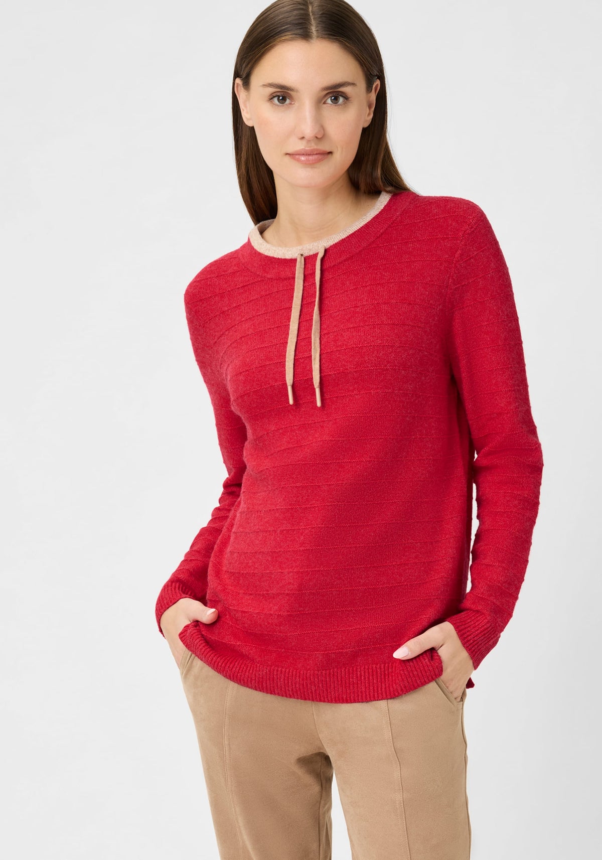 Drawstring Neck Mélange Sweater