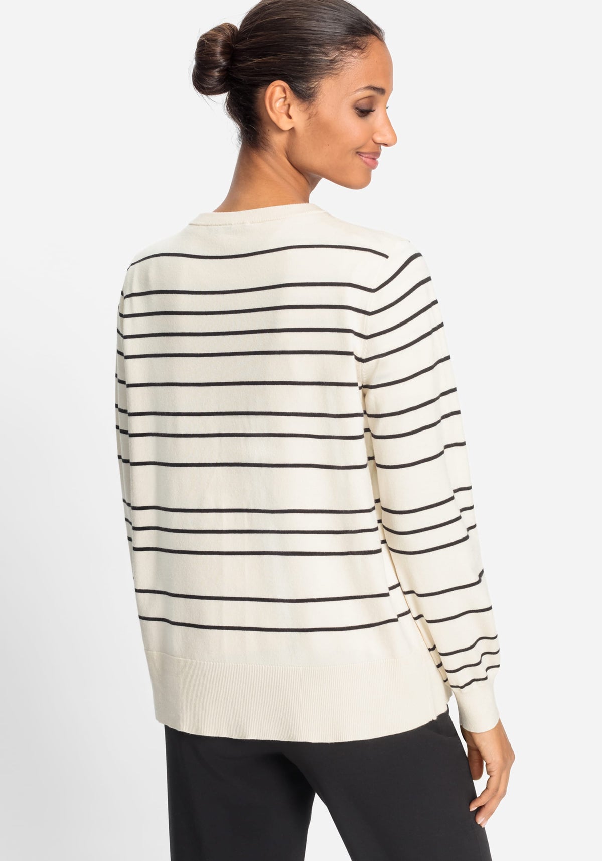 Striped Crewneck Cardigan