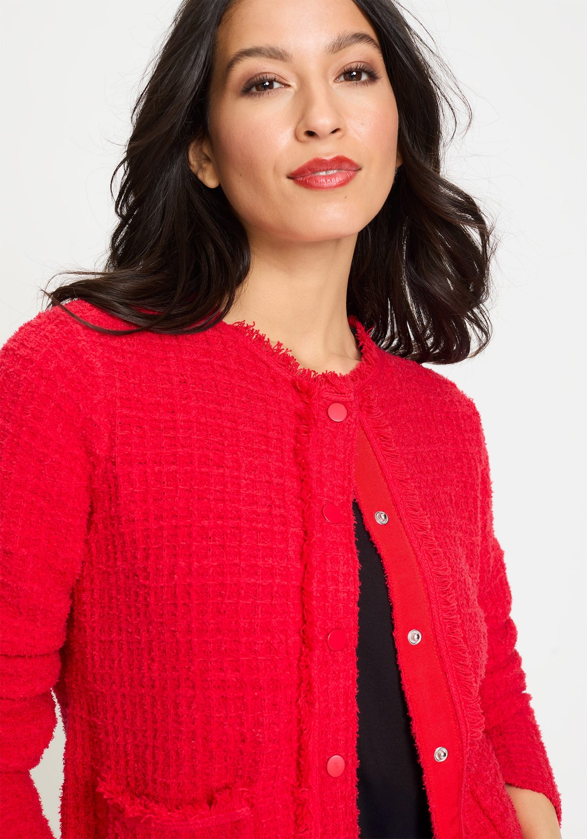 Tweed Button Front Sweater Jacket