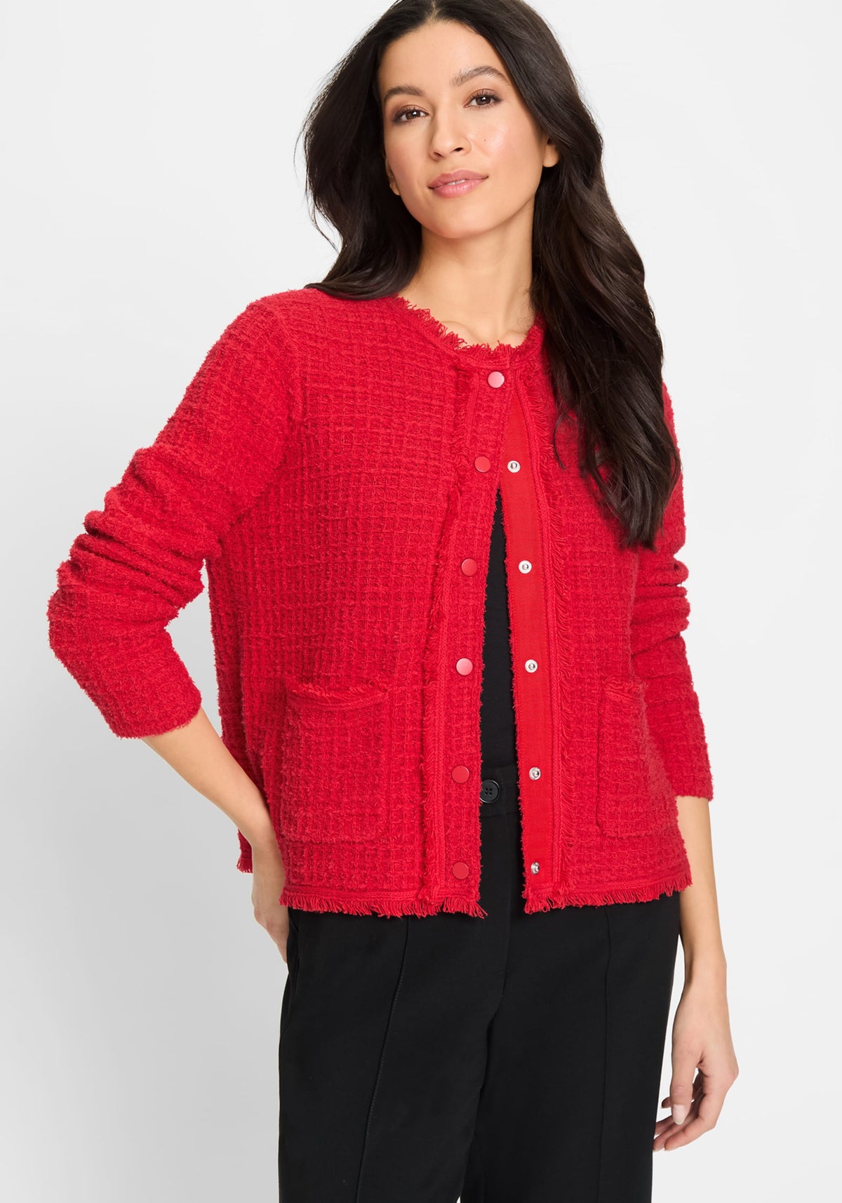 Tweed Button Front Sweater Jacket