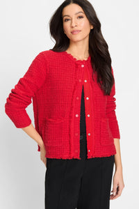 Tweed Button Front Sweater Jacket