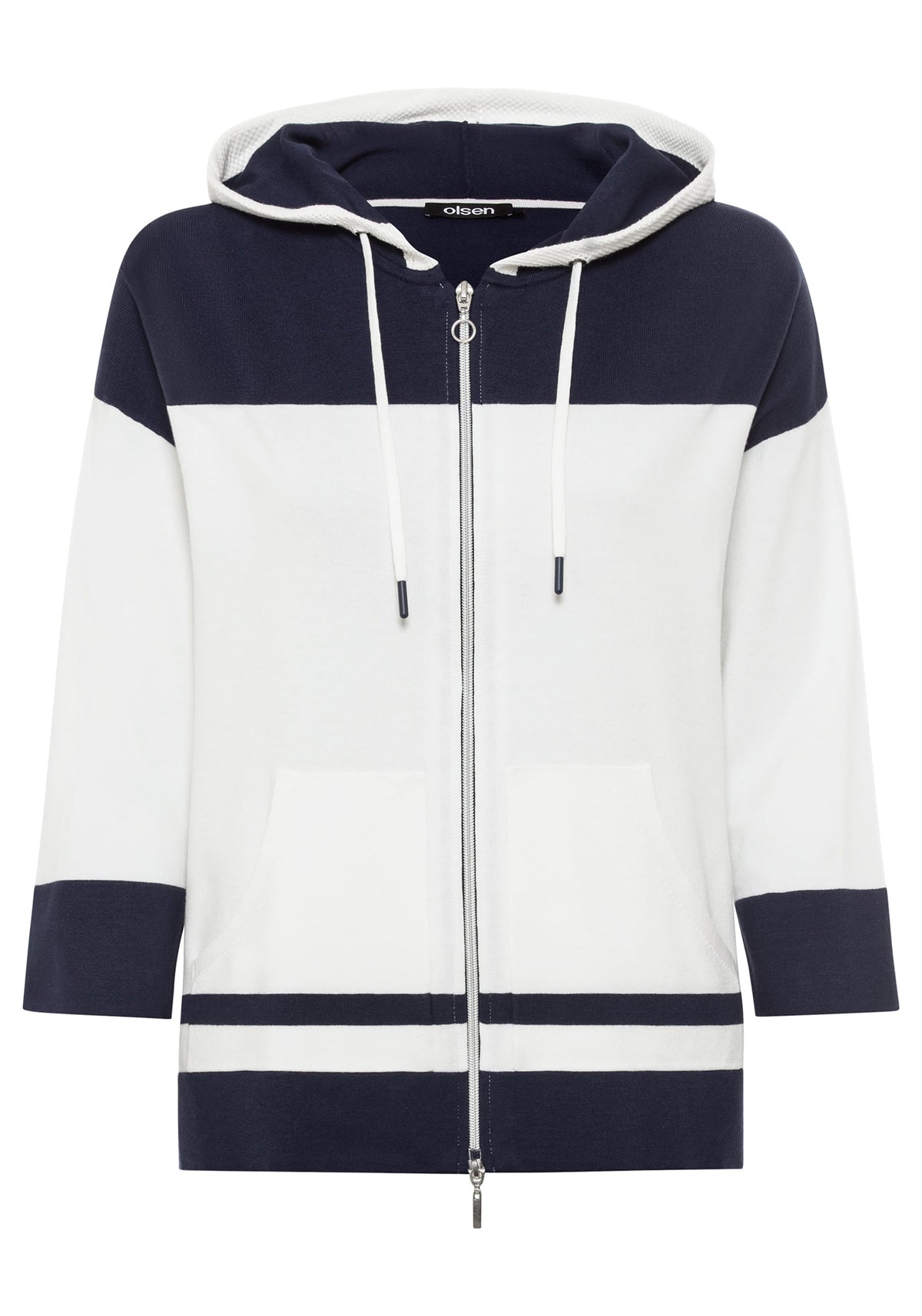 Knit Zip Front Striped Hoodie