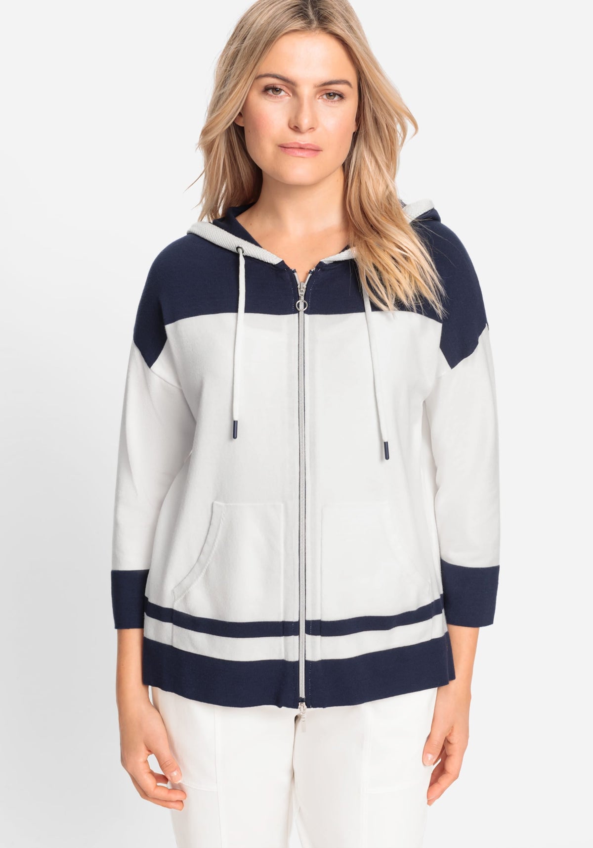 Knit Zip Front Striped Hoodie