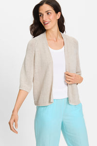 Tape Yarn Open Front Cardigan