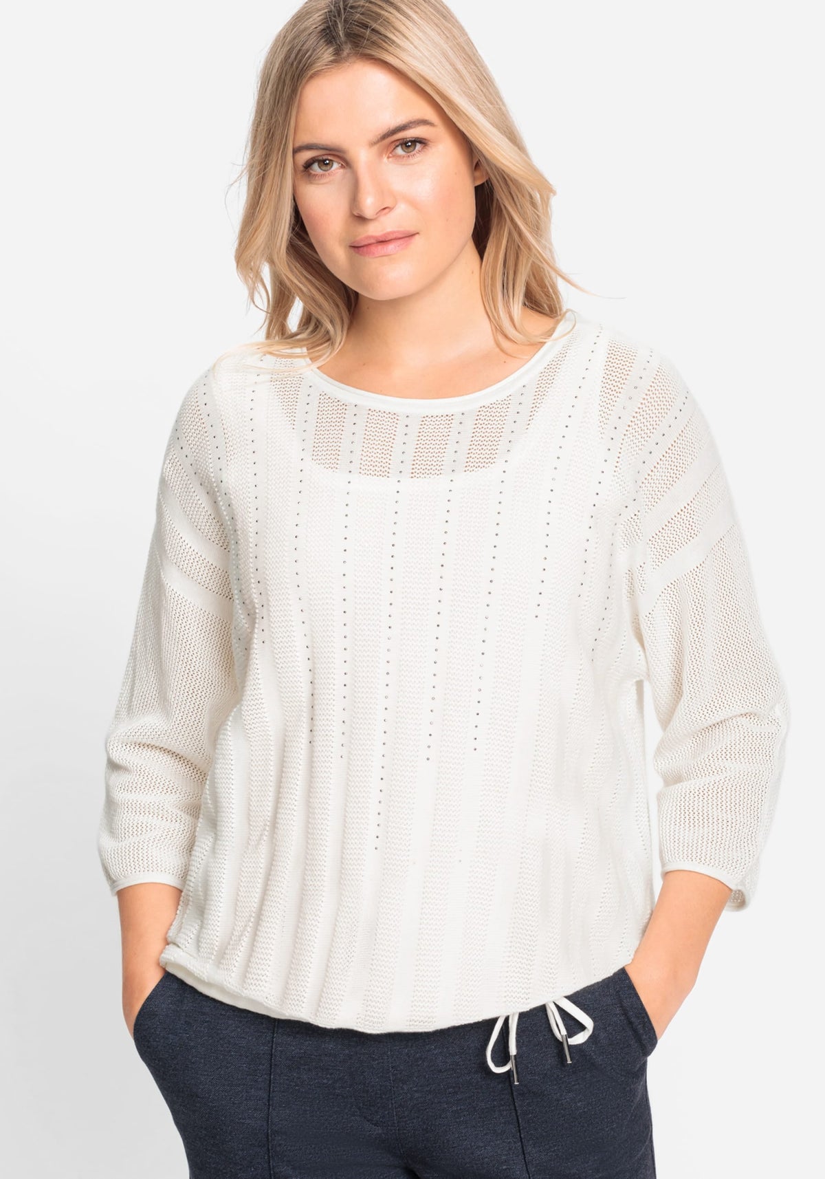 Embellished Waffle Knit Pullover