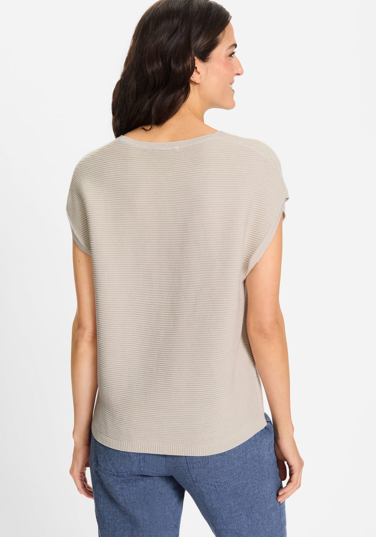 Pull sans manches en tricot côtelé