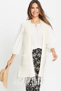 Longline Fringe Trim Vest