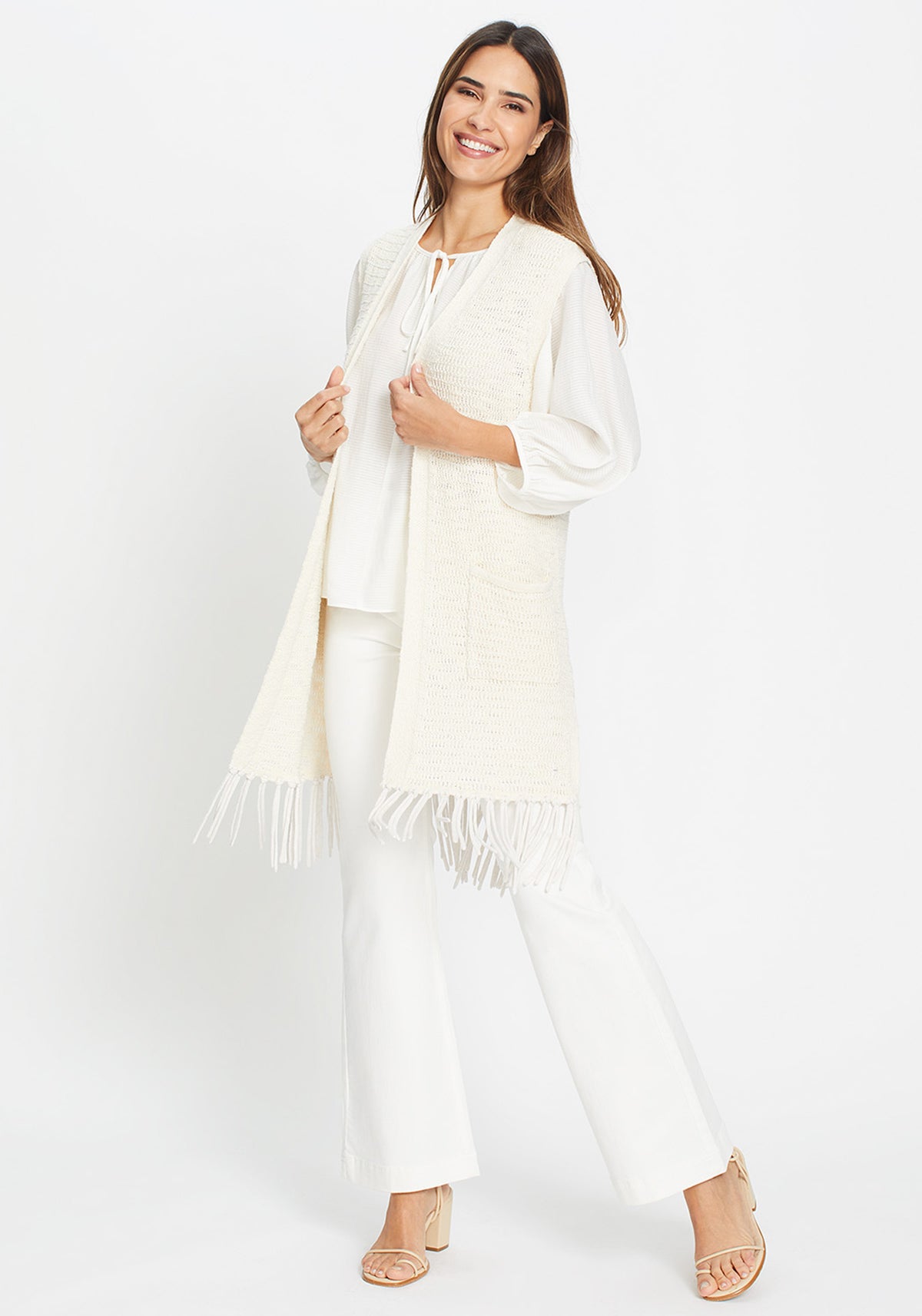 Longline Fringe Trim Vest