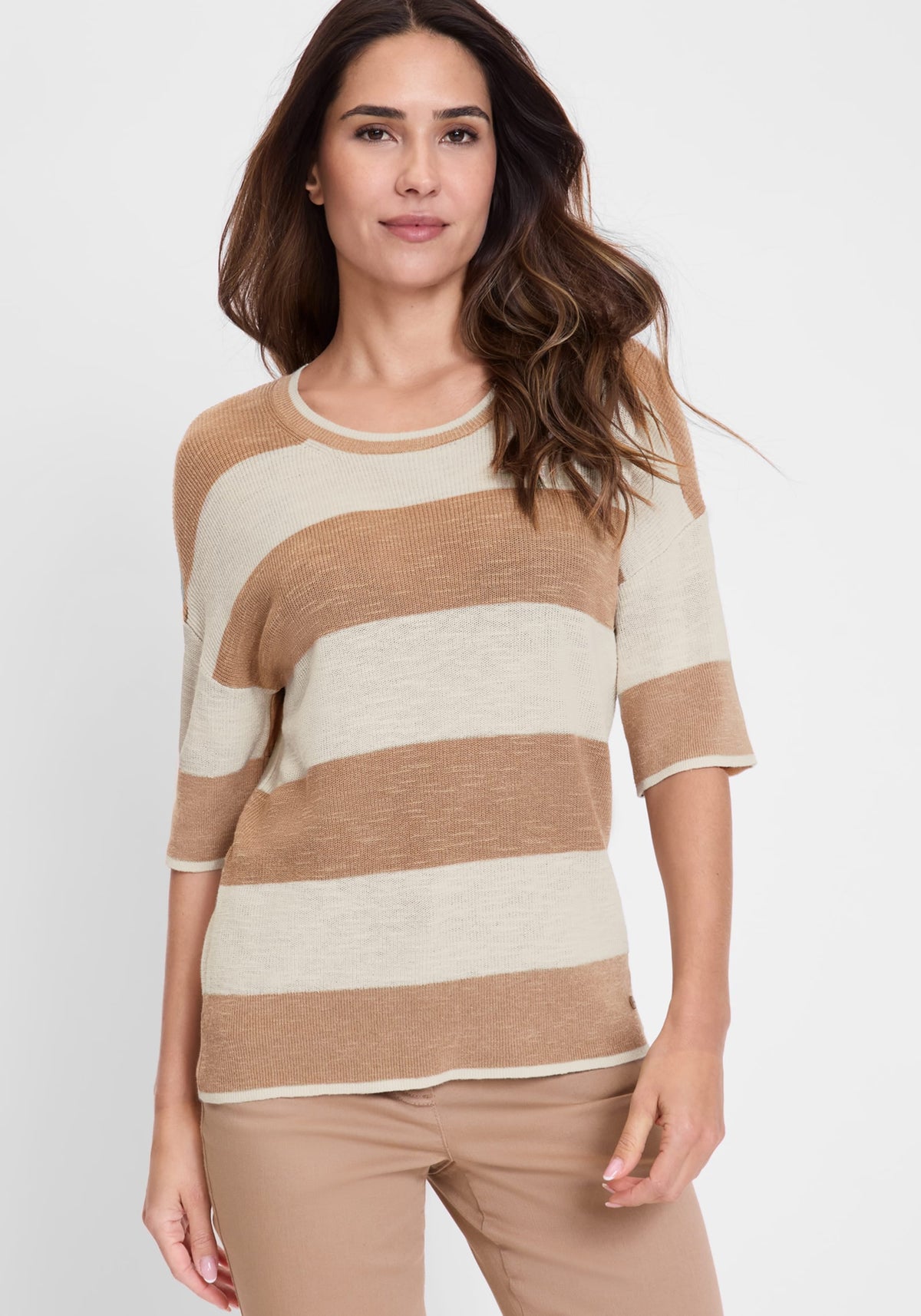 Cotton Blend Striped Pullover