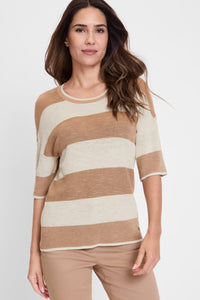 Cotton Blend Striped Pullover
