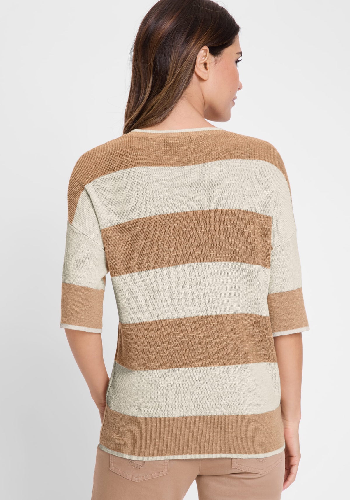 Cotton Blend Striped Pullover