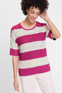 Cotton Blend Striped Pullover