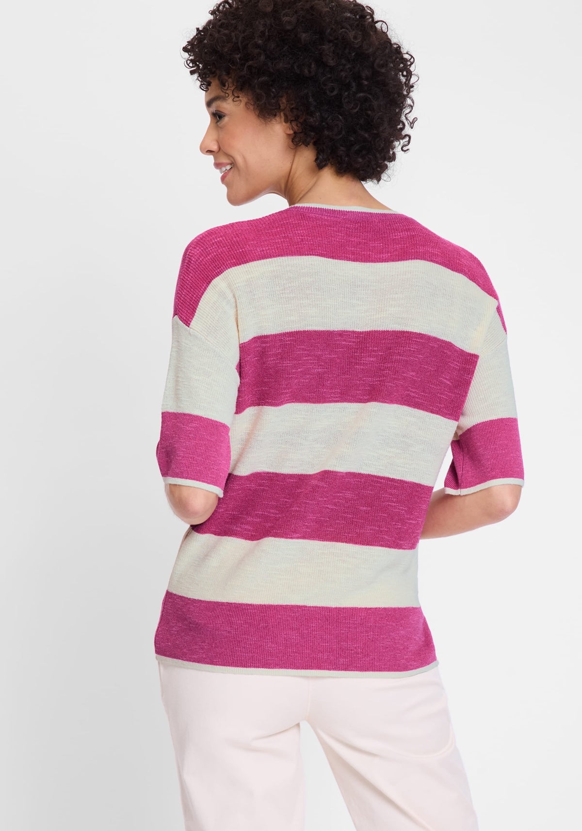 Cotton Blend Striped Pullover