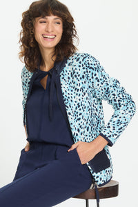 Animal Zip Mixed Media Cardigan