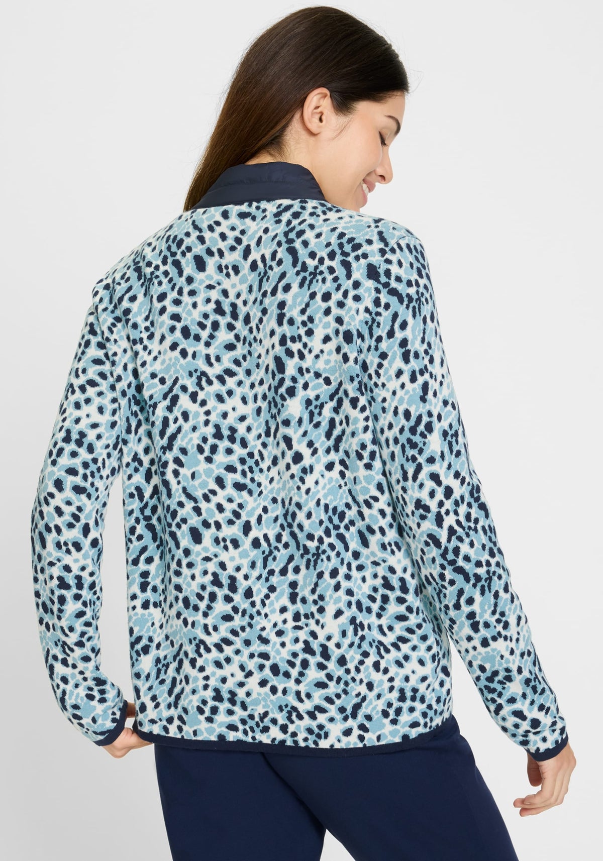 Animal Zip Mixed Media Cardigan