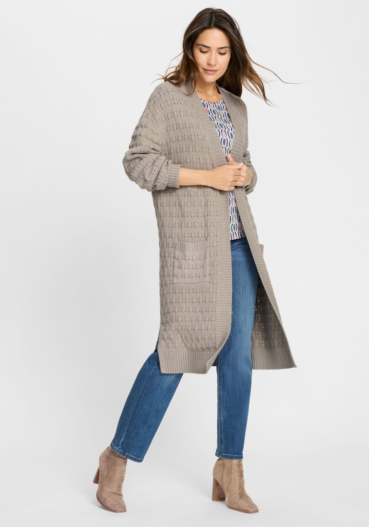 Stitch Interest Longline Cardigan