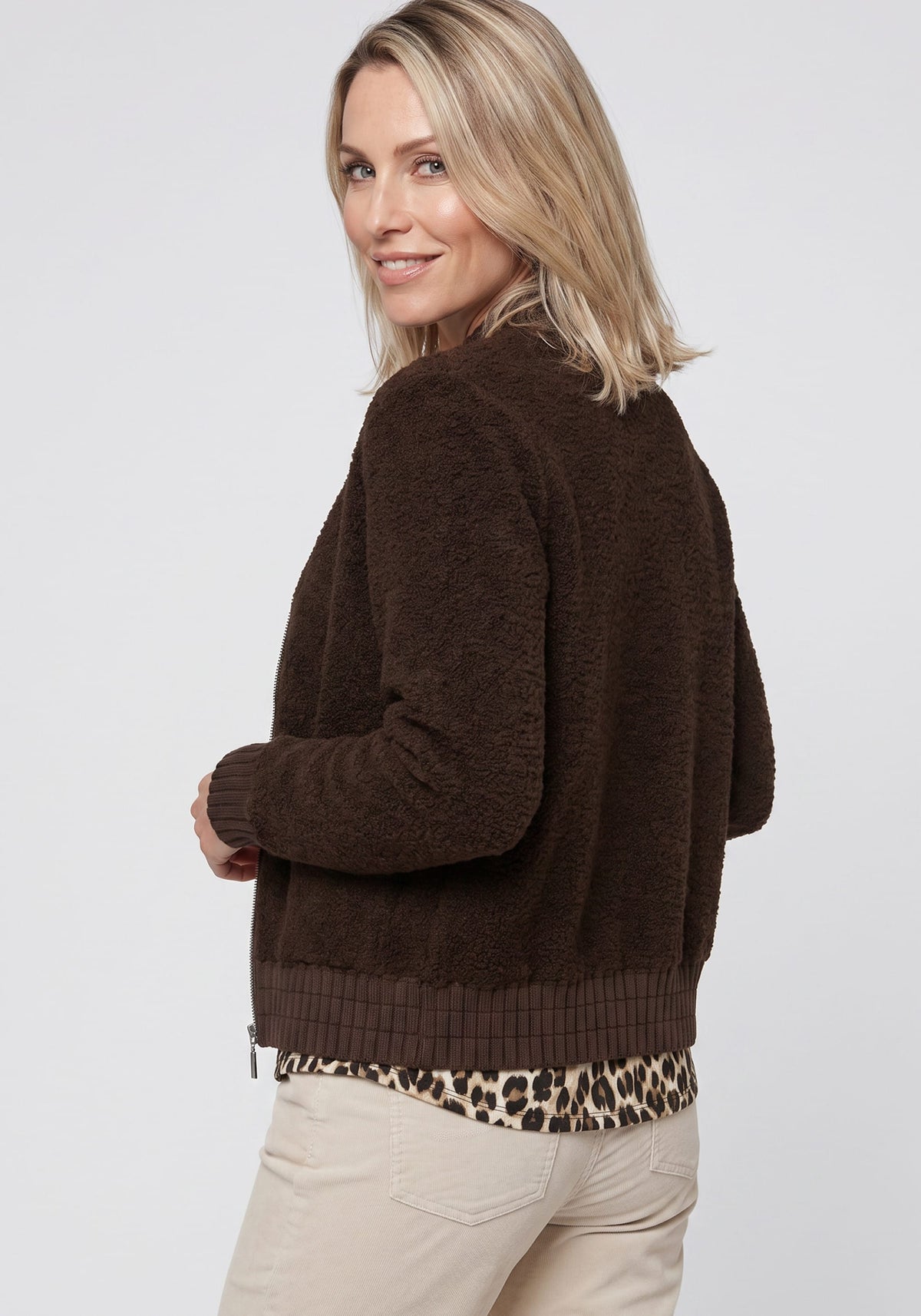 Bouclé Zip Cardigan