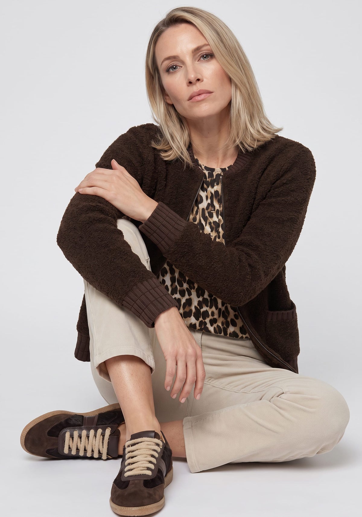 Bouclé Zip Cardigan