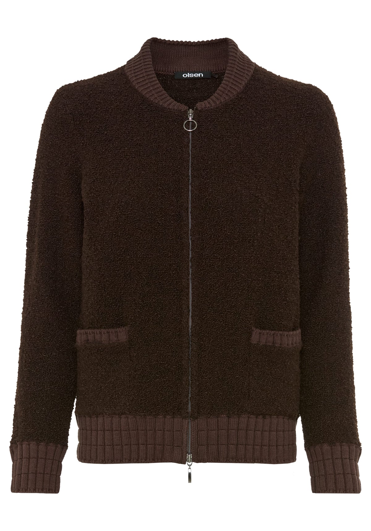 Bouclé Zip Cardigan