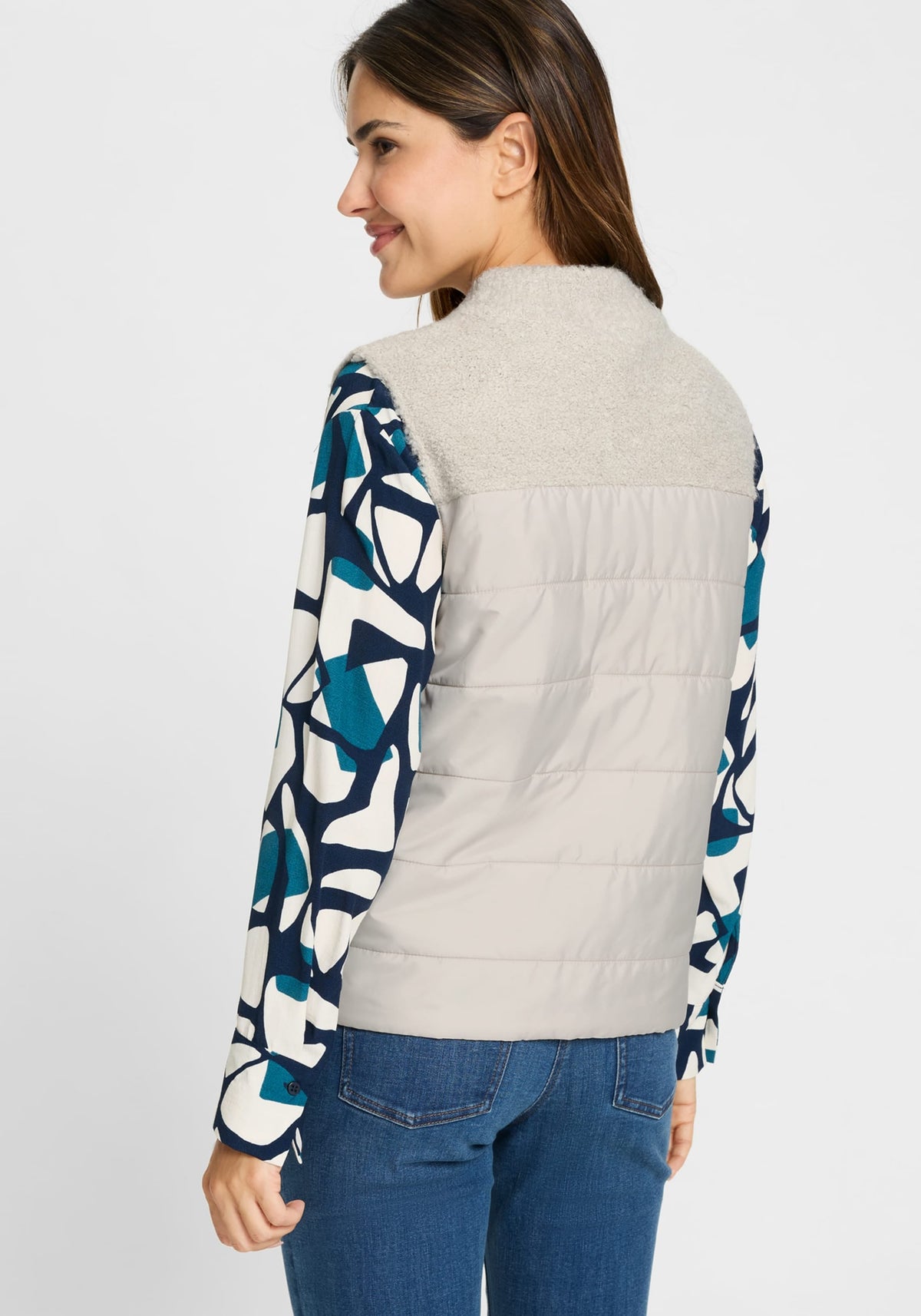 Mixed Media Zip Front Vest