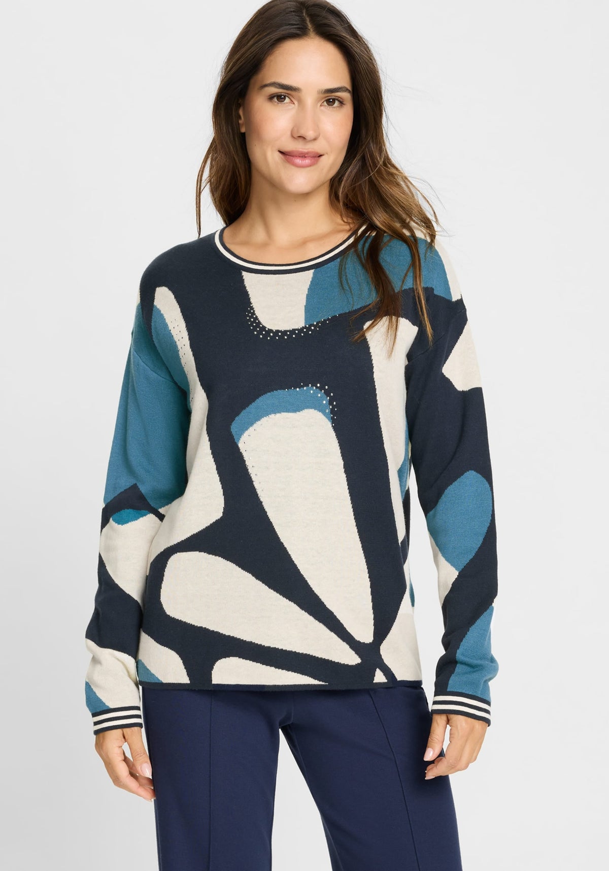 Modern Graphic Embellished Sweater