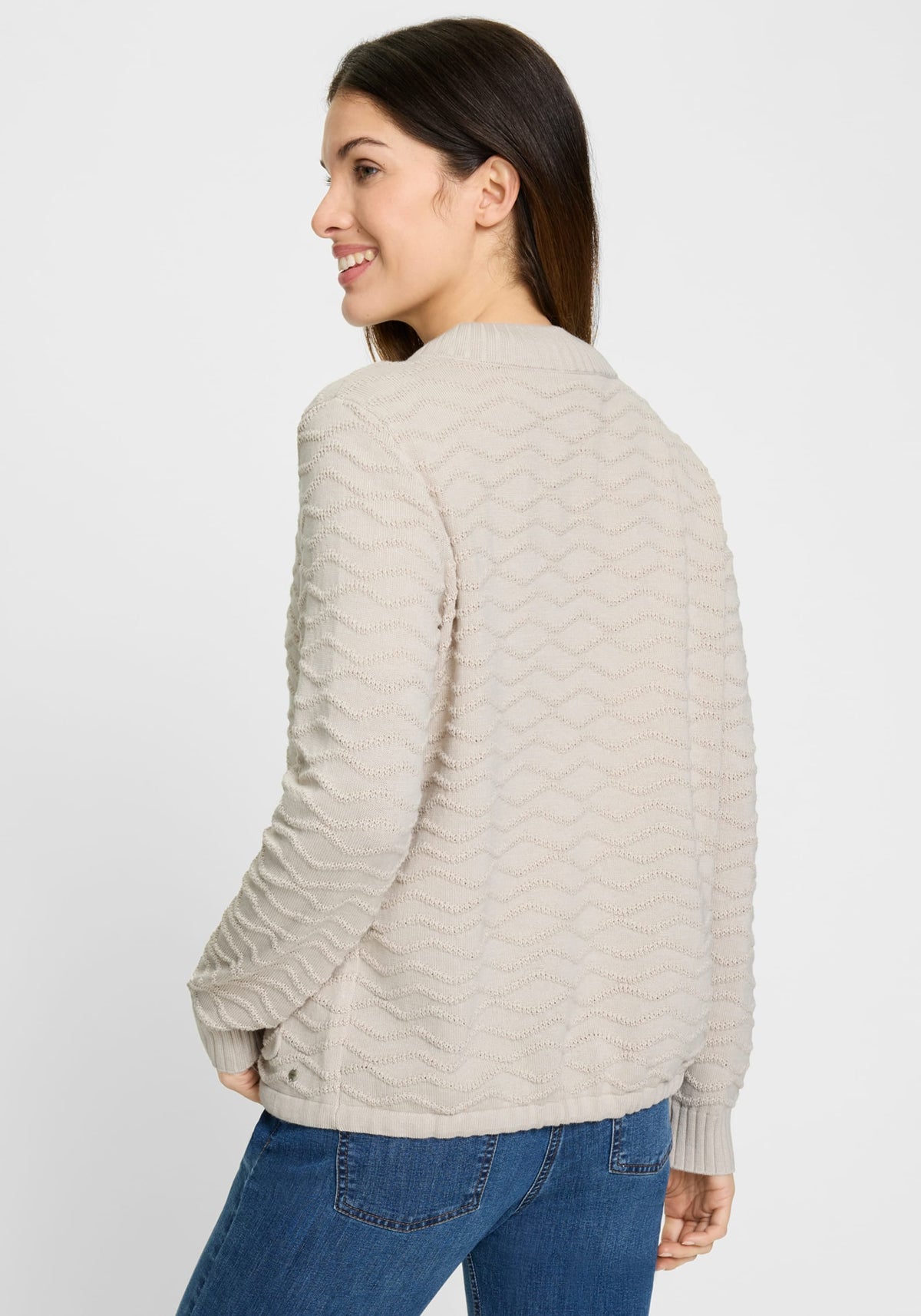 Novelty Stitch Zip Front Cardigan