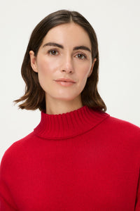 Pull à col cheminée avec bordures en tricot torsadé