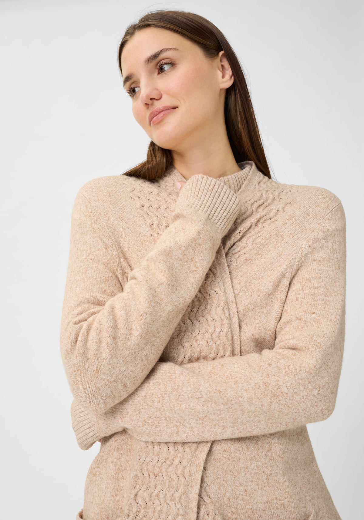 Cardigan long avec bordure en tricot torsadé