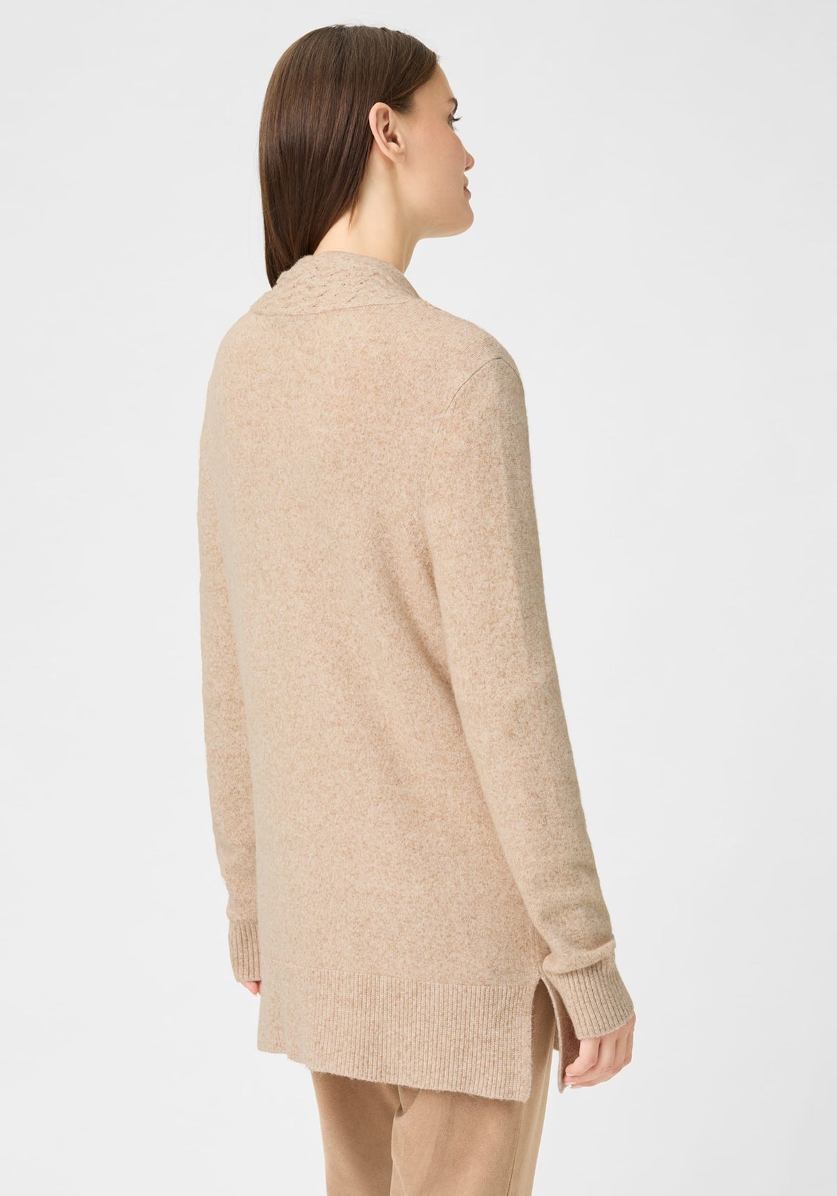 Cardigan long avec bordure en tricot torsadé