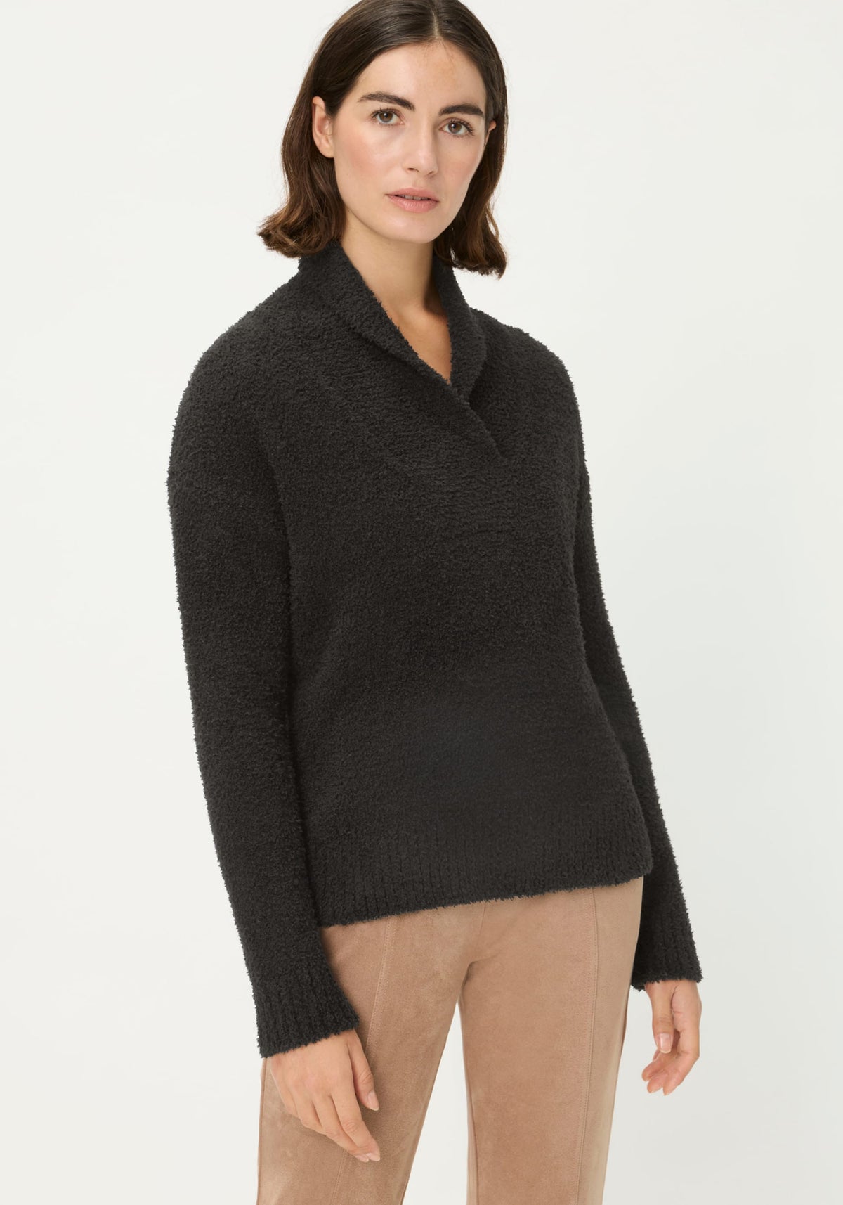 Plush Shawl Neck Sweater