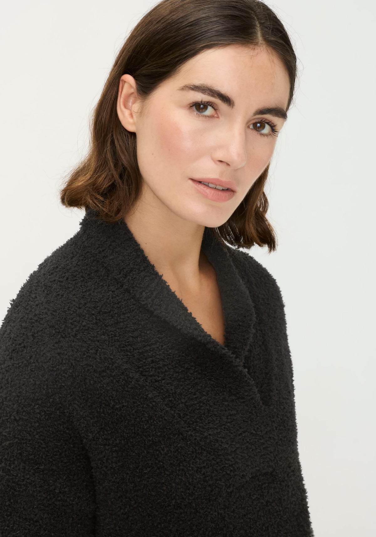 Plush Shawl Neck Sweater