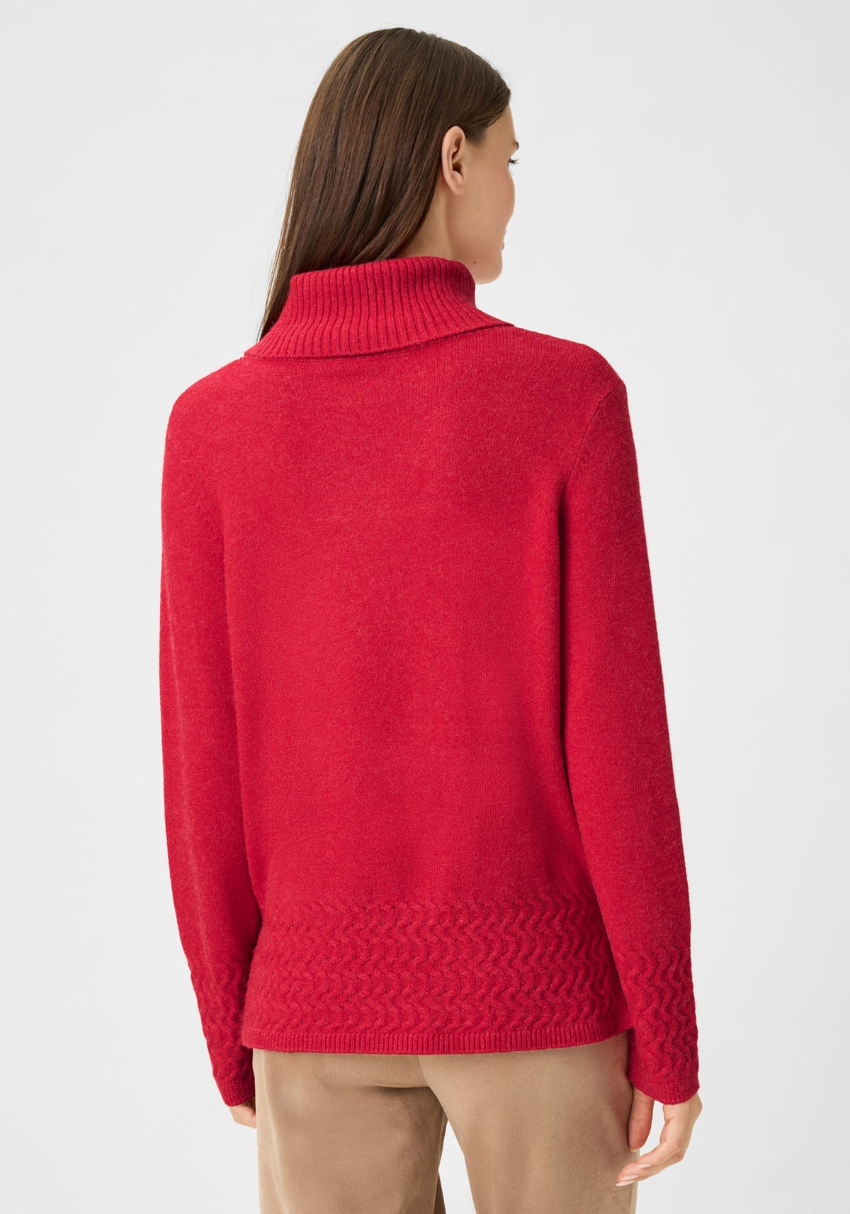 Pull à col cheminée avec bordures en tricot torsadé