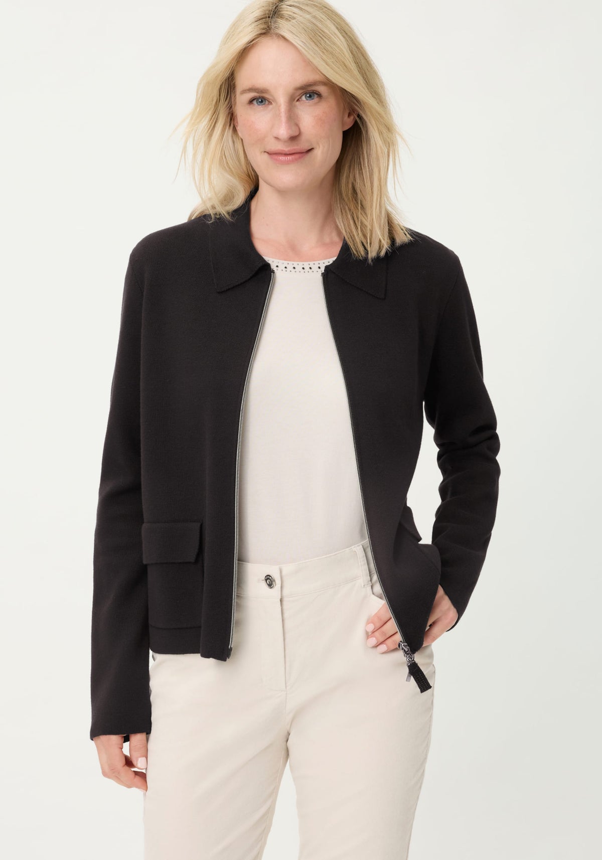 Collared Zip Front Cardigan