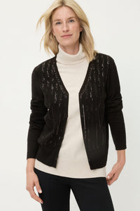 Rib Knit Cardigan with Sequin Detail