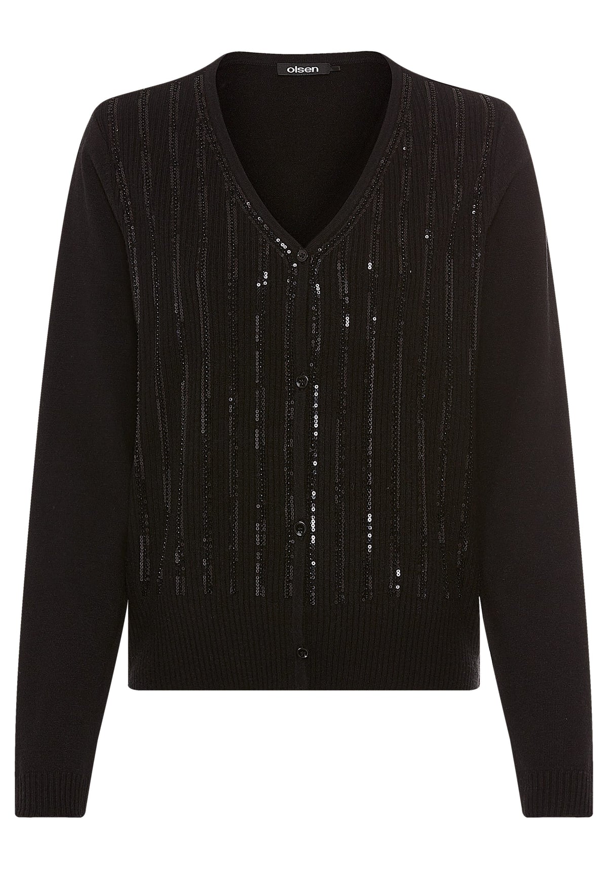 Rib Knit Cardigan with Sequin Detail