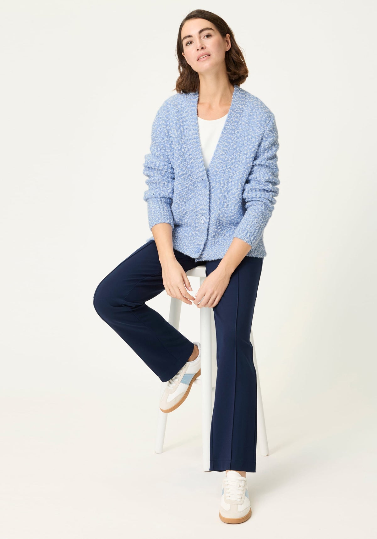 Two-Tone Boucle Cardigan